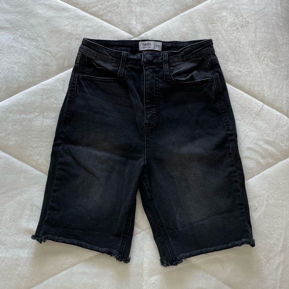 Tinsel high rise black denim shorts